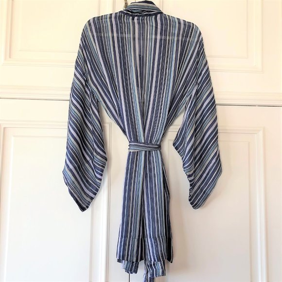 *NWT* BCBGMaxAzria Light Stripe Woven Belted Kimono *Size XS/S* - Picture 10 of 16